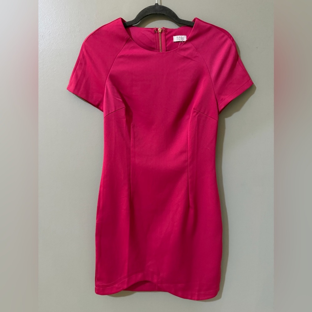 Tobi women's short sleeve pink shift dress size small excellent condition zip